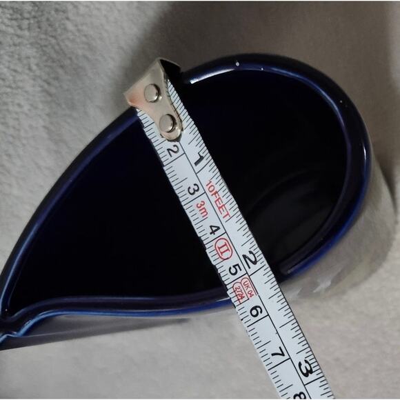 Vintage Tear Drop Dark Blue Porcelain Vase Calla Lily Flower Chinese - Picture 9 of 10